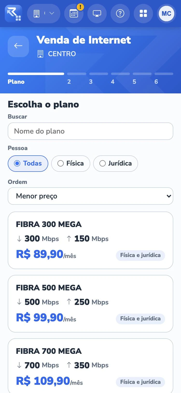 A escolha do plano na Venda de Internet, no celular